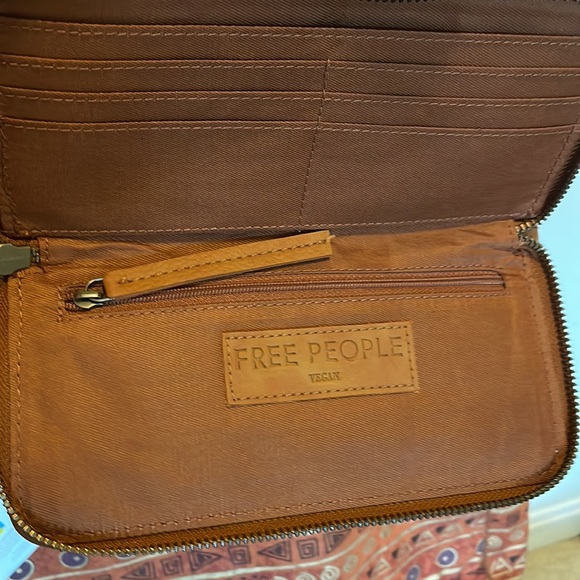 Free People Handbags - FREE PEOPLE Vegan Brown Tan Wristlet Phone Wallet 4”X9”